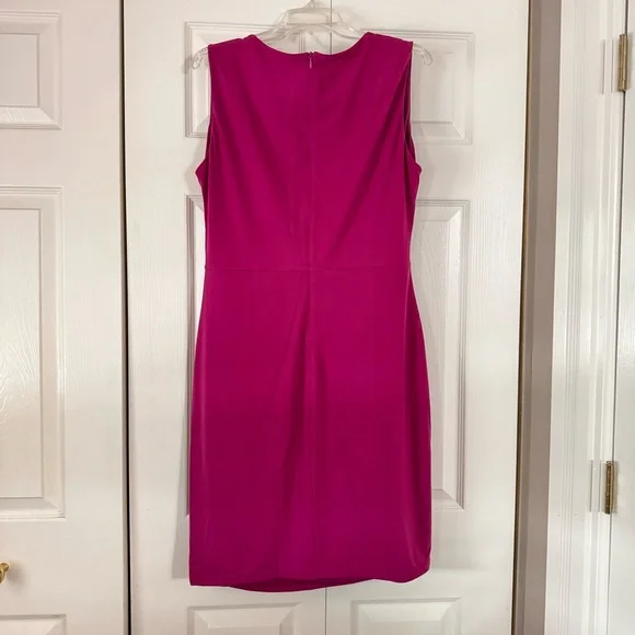 Women’s v-neck ruched sleeveless dress in magenta, size XL NWT - Picture 8 of 14